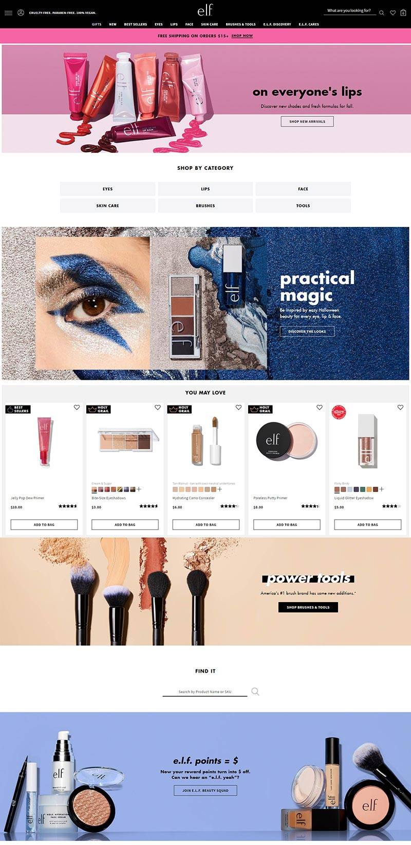 e.l.f. cosmetics 美国天然彩妆品牌购物网站