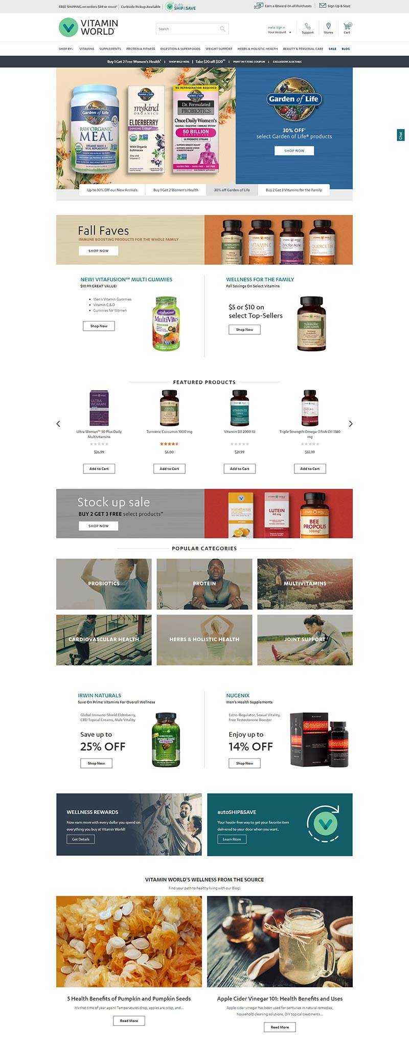 Vitamin World 美国知名医药保健品牌购物网站