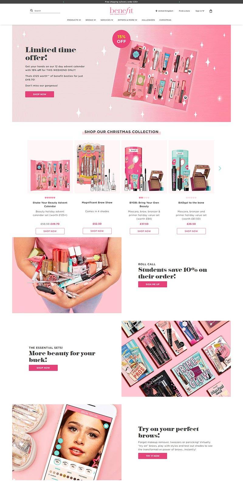 Benefit Cosmetics 美国好莱坞著名化妆品品牌网站