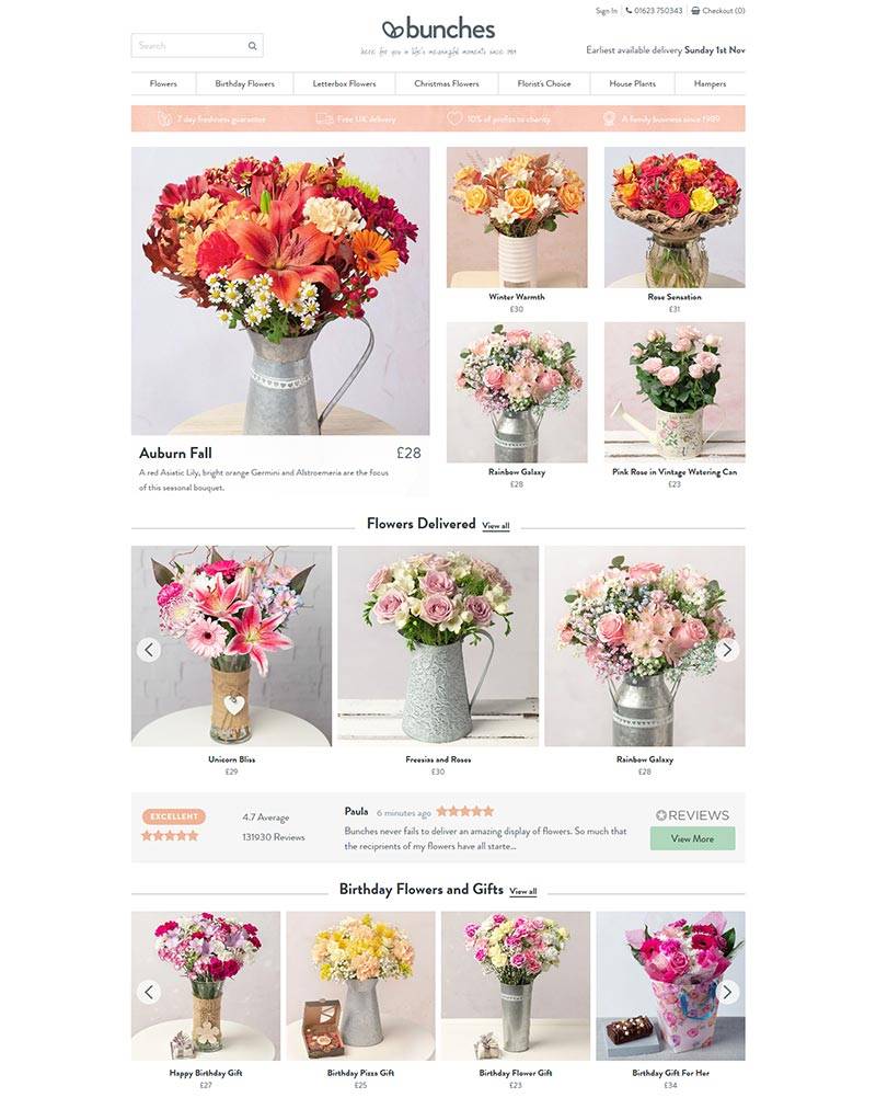 Bunches 英国在线网上花店购物网站