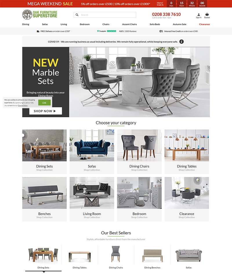 Oak Furniture Superstore  英国经典橡木品牌家具海淘网站