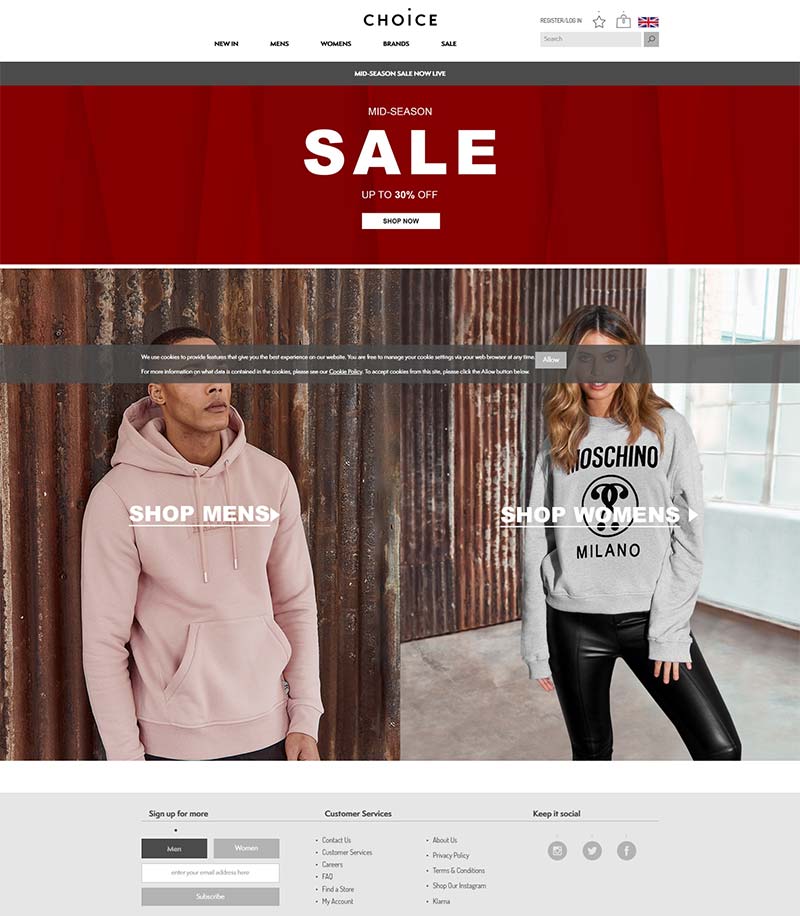 Choice Store 英国时尚服饰品牌购物网站