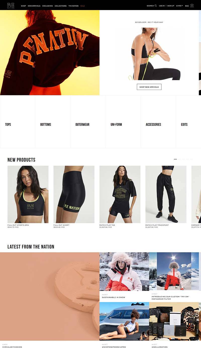 P.E Nation 澳洲时尚复古运动品牌网站