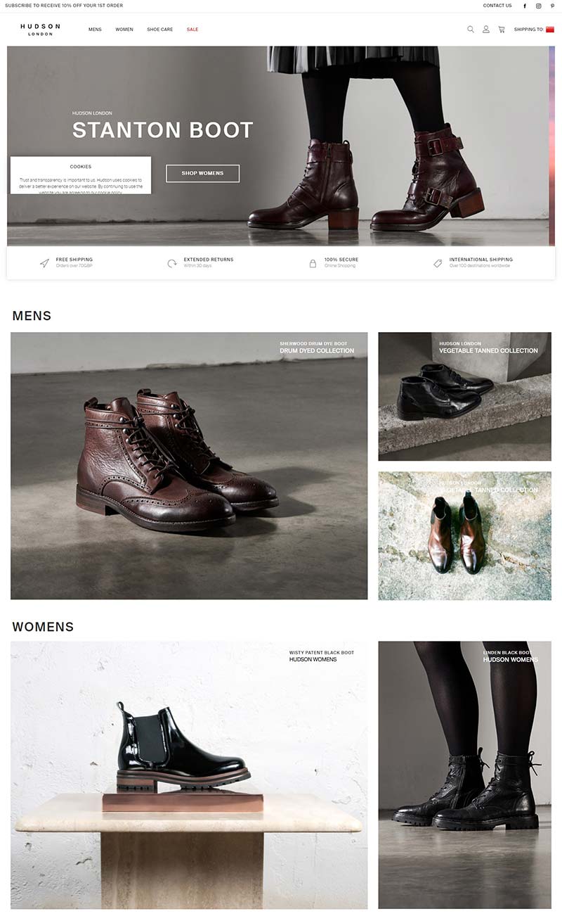 Hudson Shoes 英国哈德森品牌鞋履购物网站