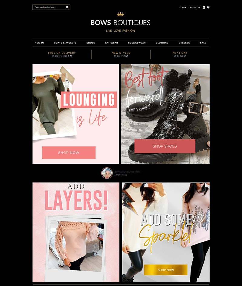Bows Boutiques 英国时尚女性服饰品牌购物网站