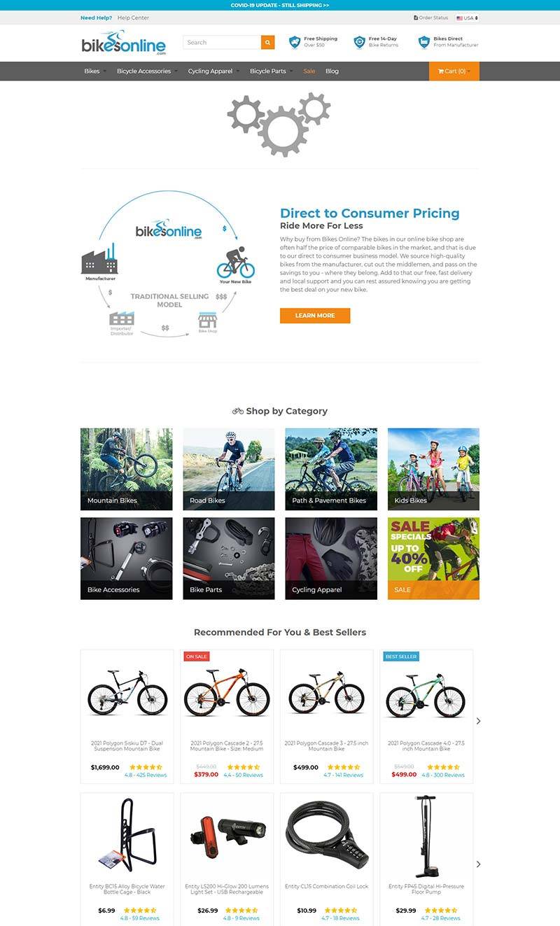Bikes Online 美国品牌自行车及配件购物网站