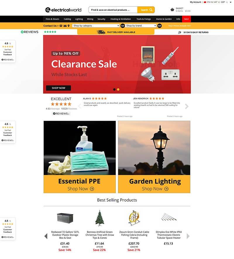 Electrical World 英国家电及居家工具购物网站