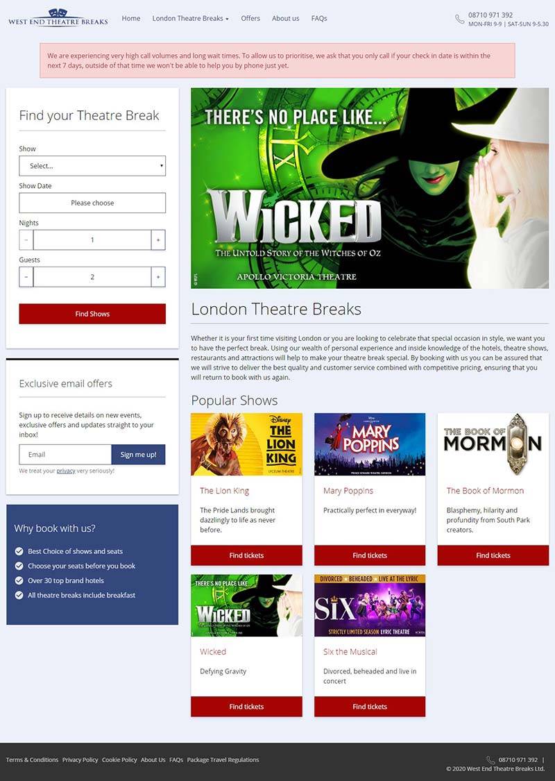 Westend Theatrebreaks 英国旅游门票及酒店预定网站