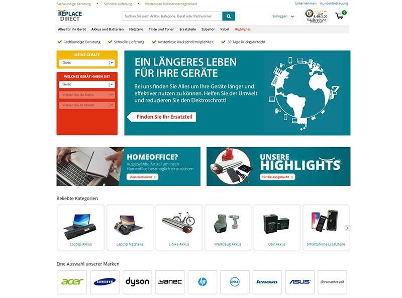 Replace Direct DE 德国电子设备及配件购物网站