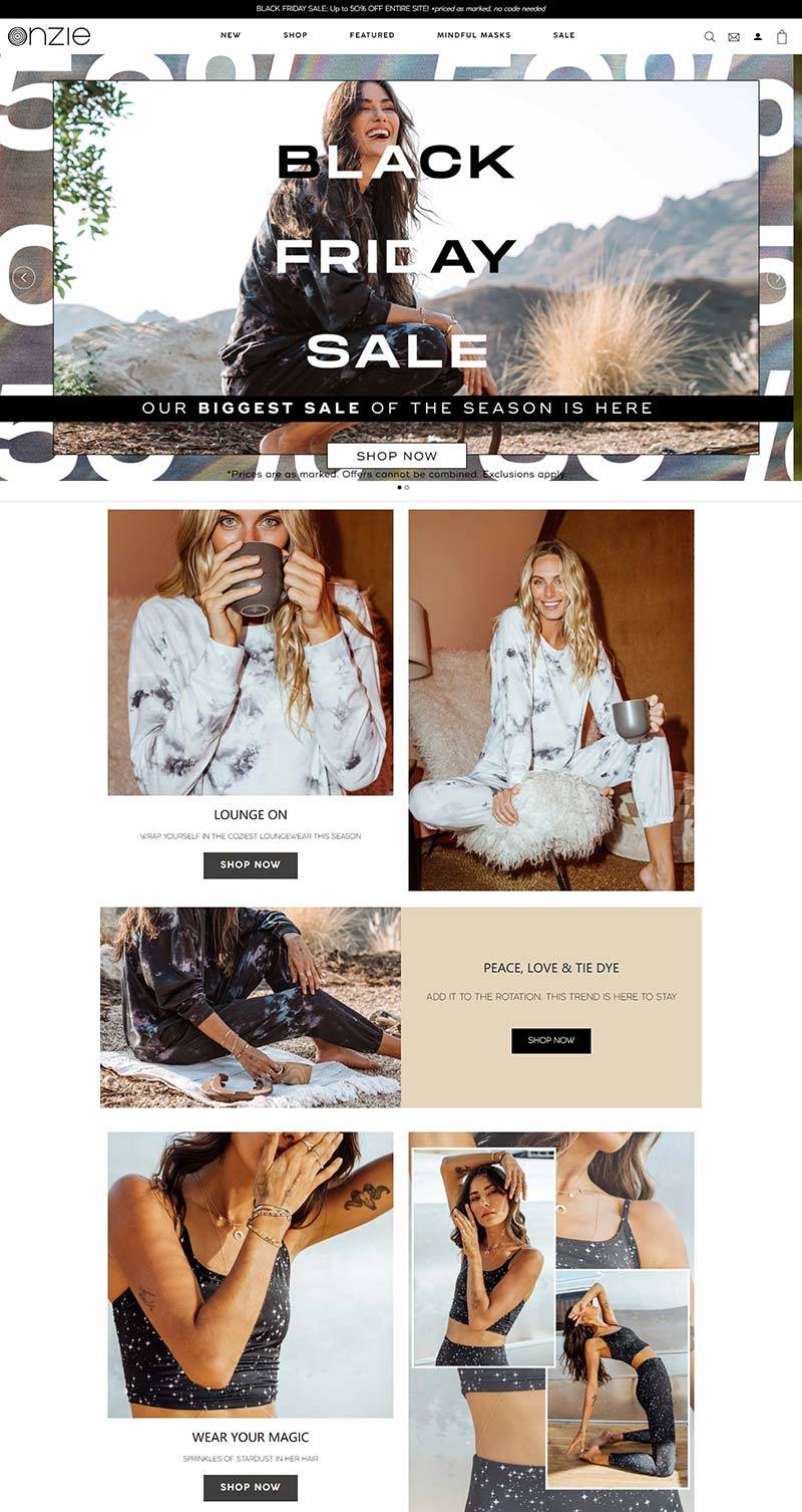 Onzie 美国瑜伽服饰品牌购物网站