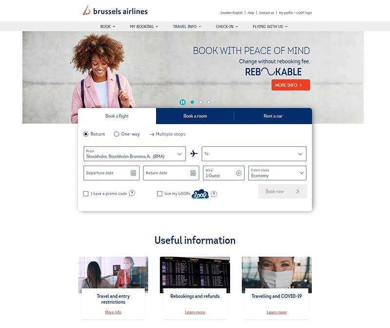 Brussels Airlines BE 比利时布鲁塞尔航空机票预订网站