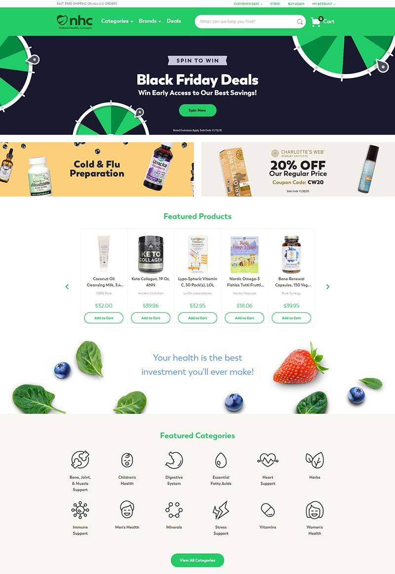 NHC Vitamins 美国天然维生素保健品牌网站