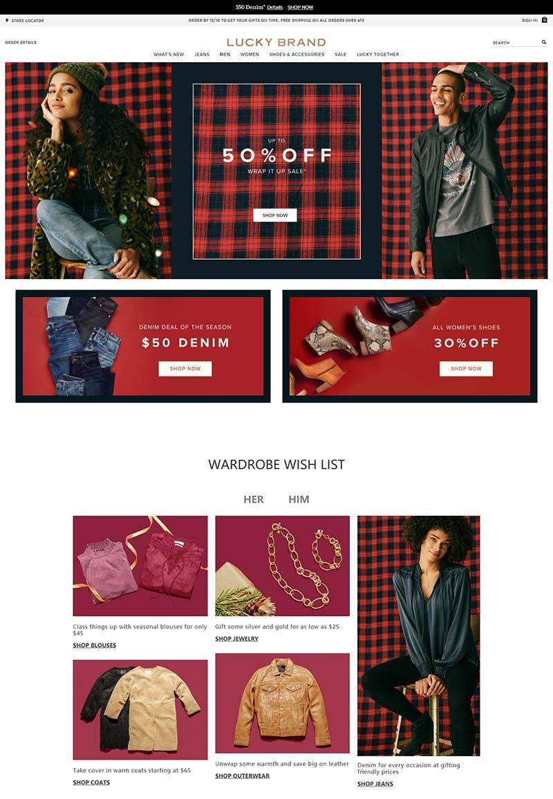 Lucky Brand 美国品牌女装及配饰品牌购物网站