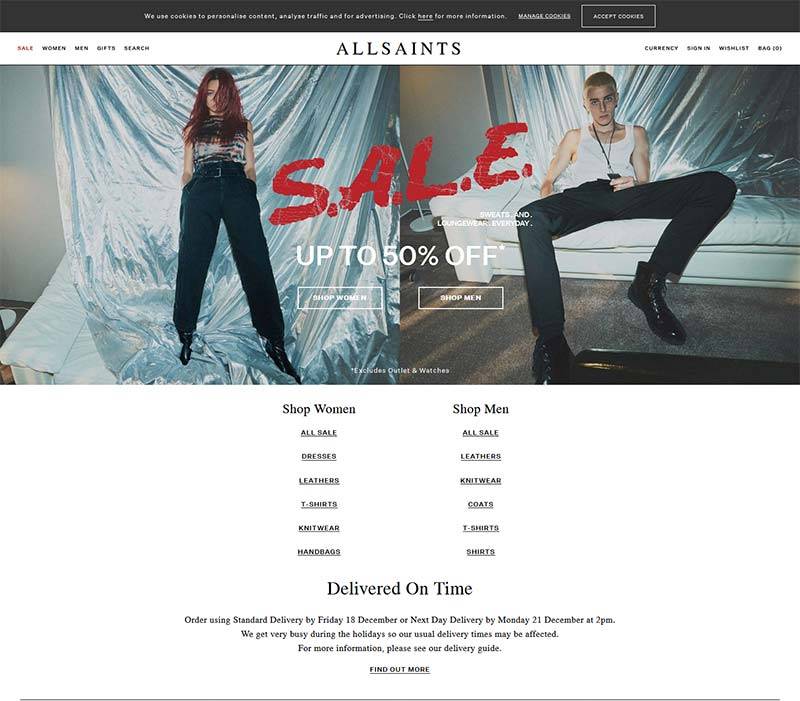 AllSaints 英国新锐潮流服饰品牌网站