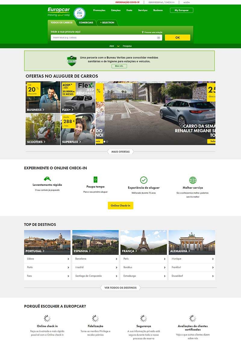 Europcar PT 葡萄牙在线租车预订网站