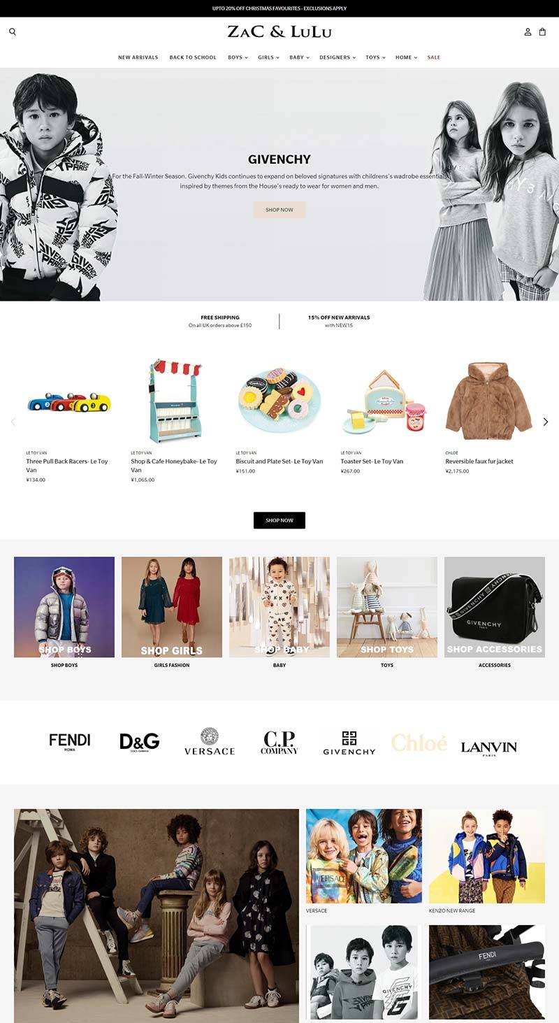 Zac & Lulu 英国儿童设计师服饰及玩具购物网站