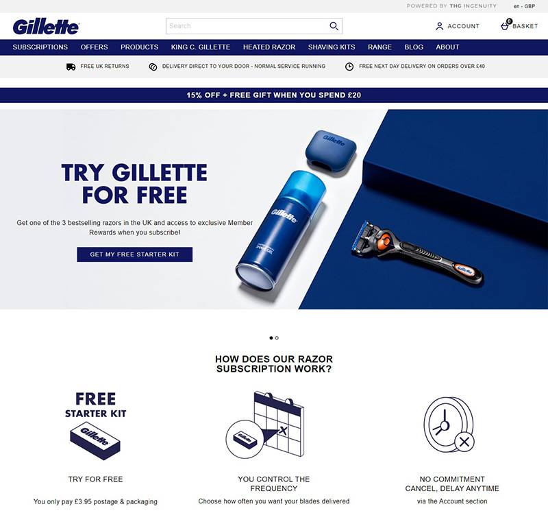 Gillette UK 吉列男士剃须护理英国官网