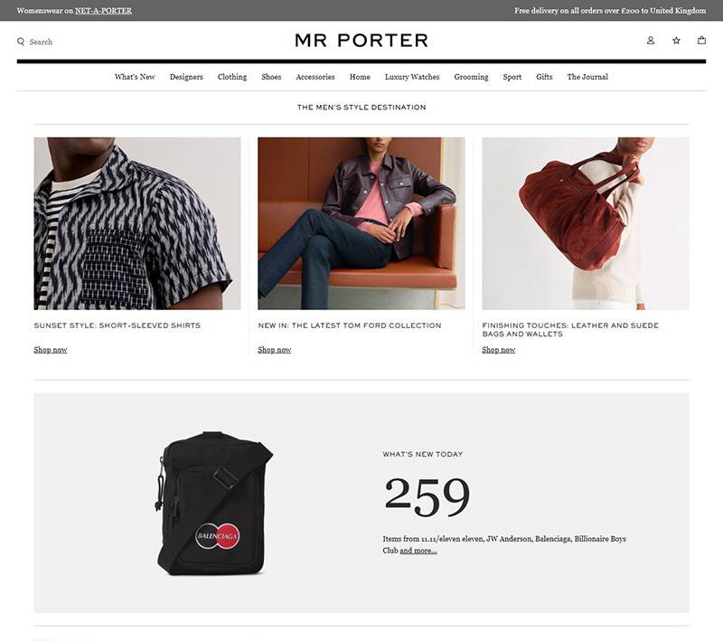 MR PORTER  英国品牌男装购物网站