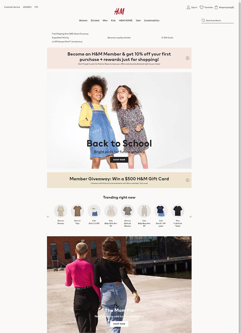 H&M 时尚服装品牌网站