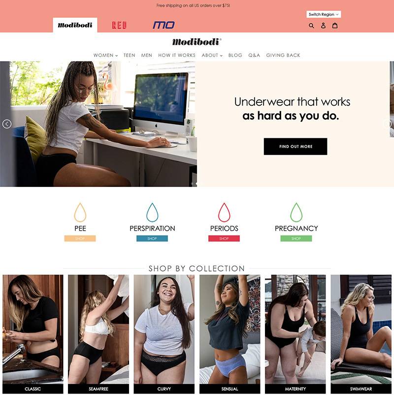 Modibodi  澳大利亚女性内衣品牌网站