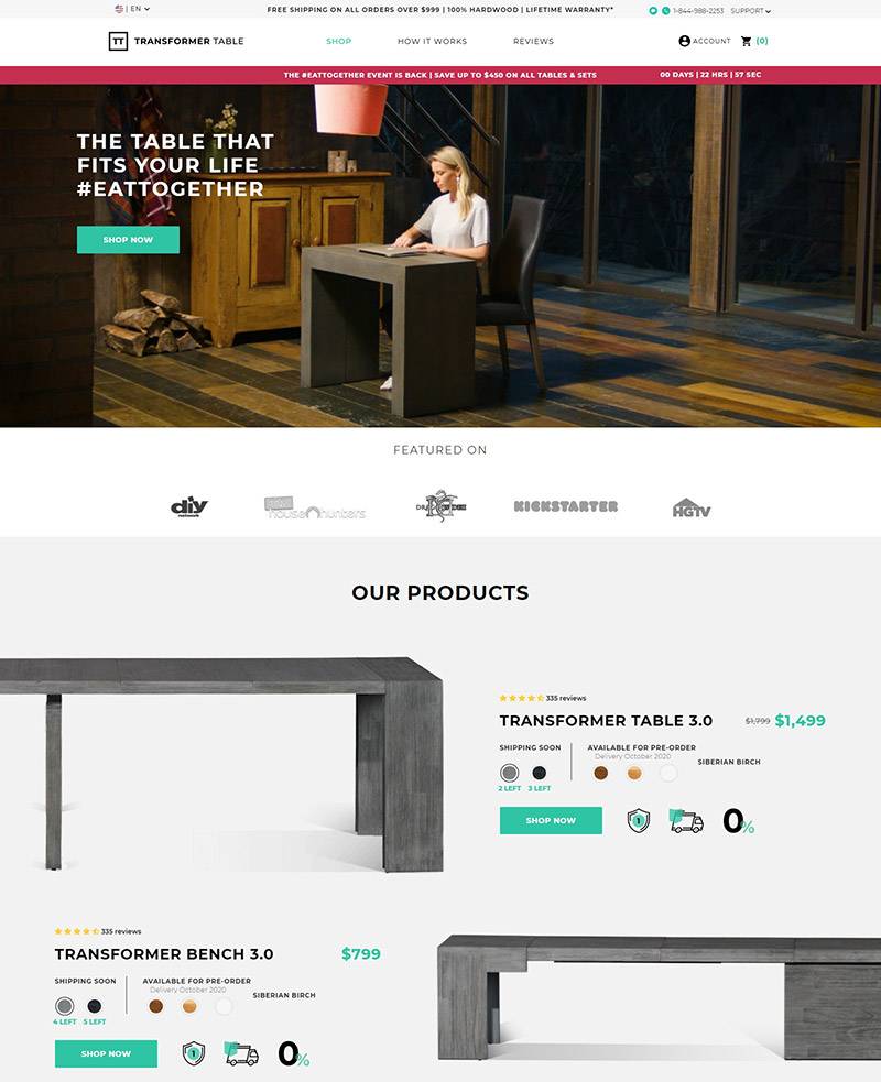 Transformer Table  创新便携式桌椅海淘网站