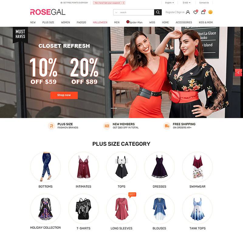 Rosegal 时尚复古服饰品牌网站