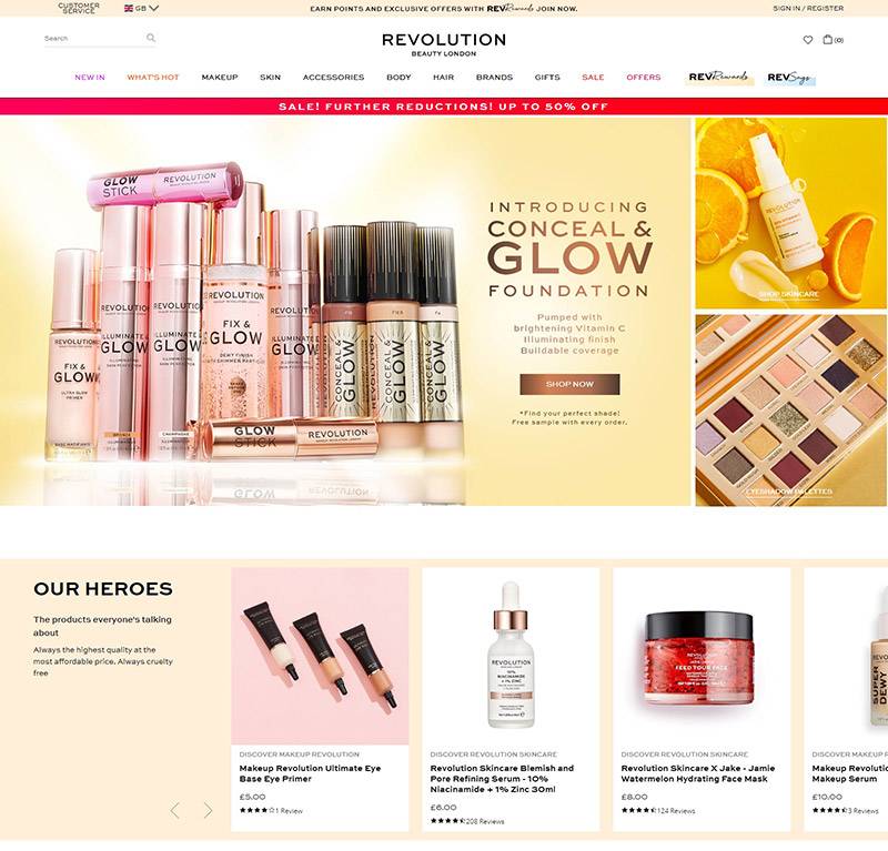 Revolution Beauty 全球美妆护肤品牌网站