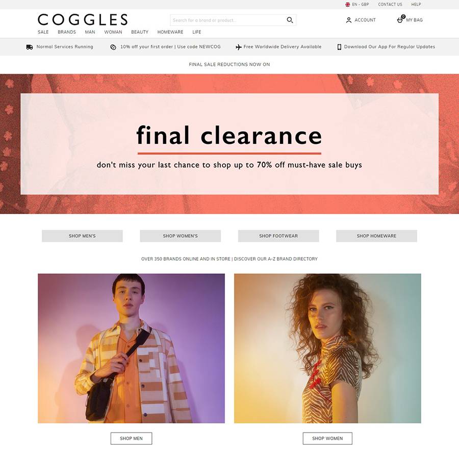 Coggles 国际知名设计师时装商店网站