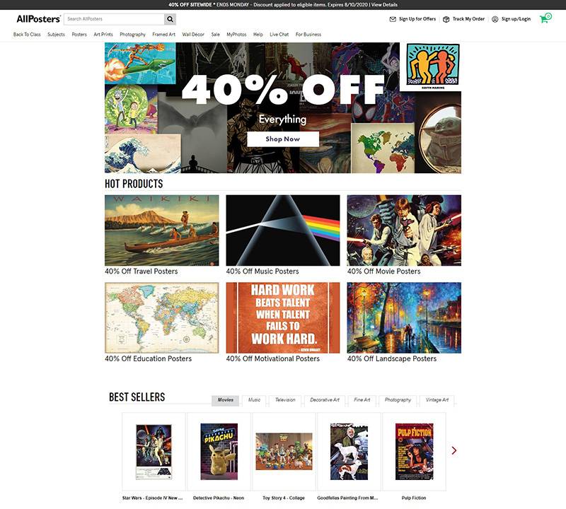 AllPosters 绘画艺术品交易平台网站