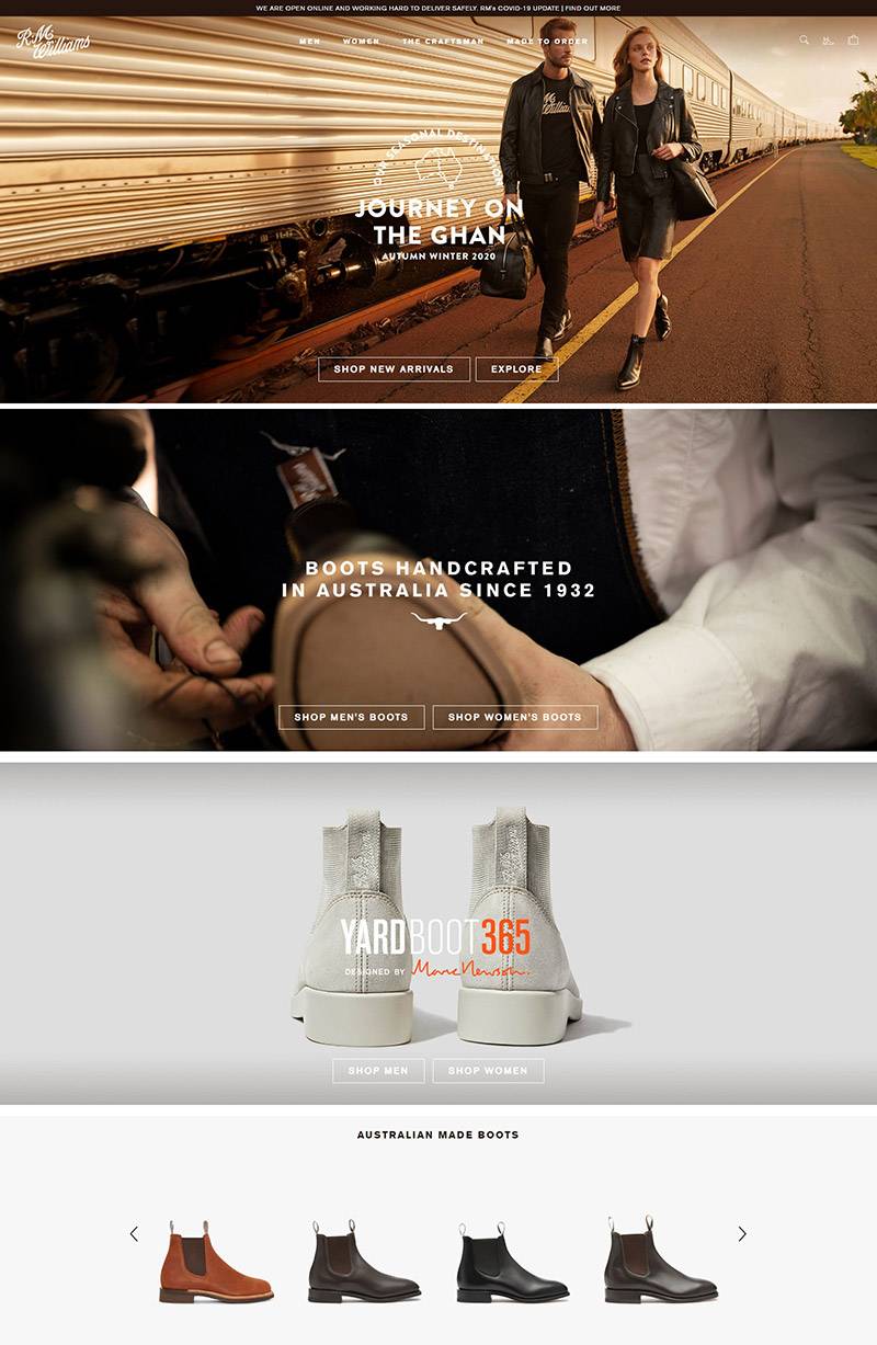 R.M.Williams 澳洲时尚鞋履品牌网站