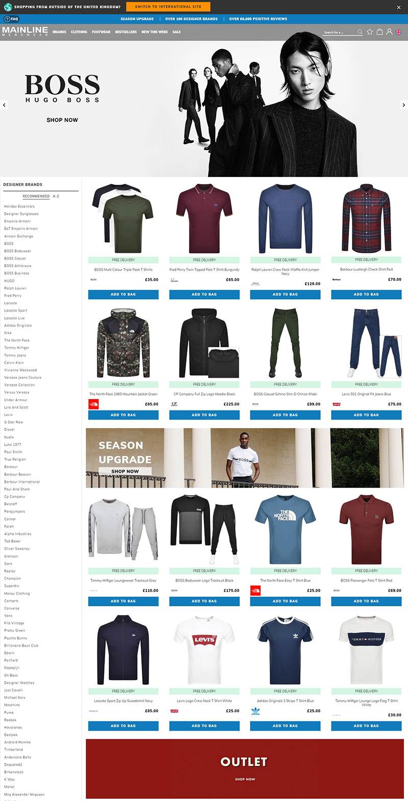 Mainline Menswear 英国品牌男装海淘网站