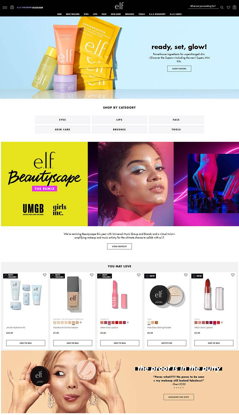 e.l.f. cosmetics 美国平价彩妆品牌购物网站