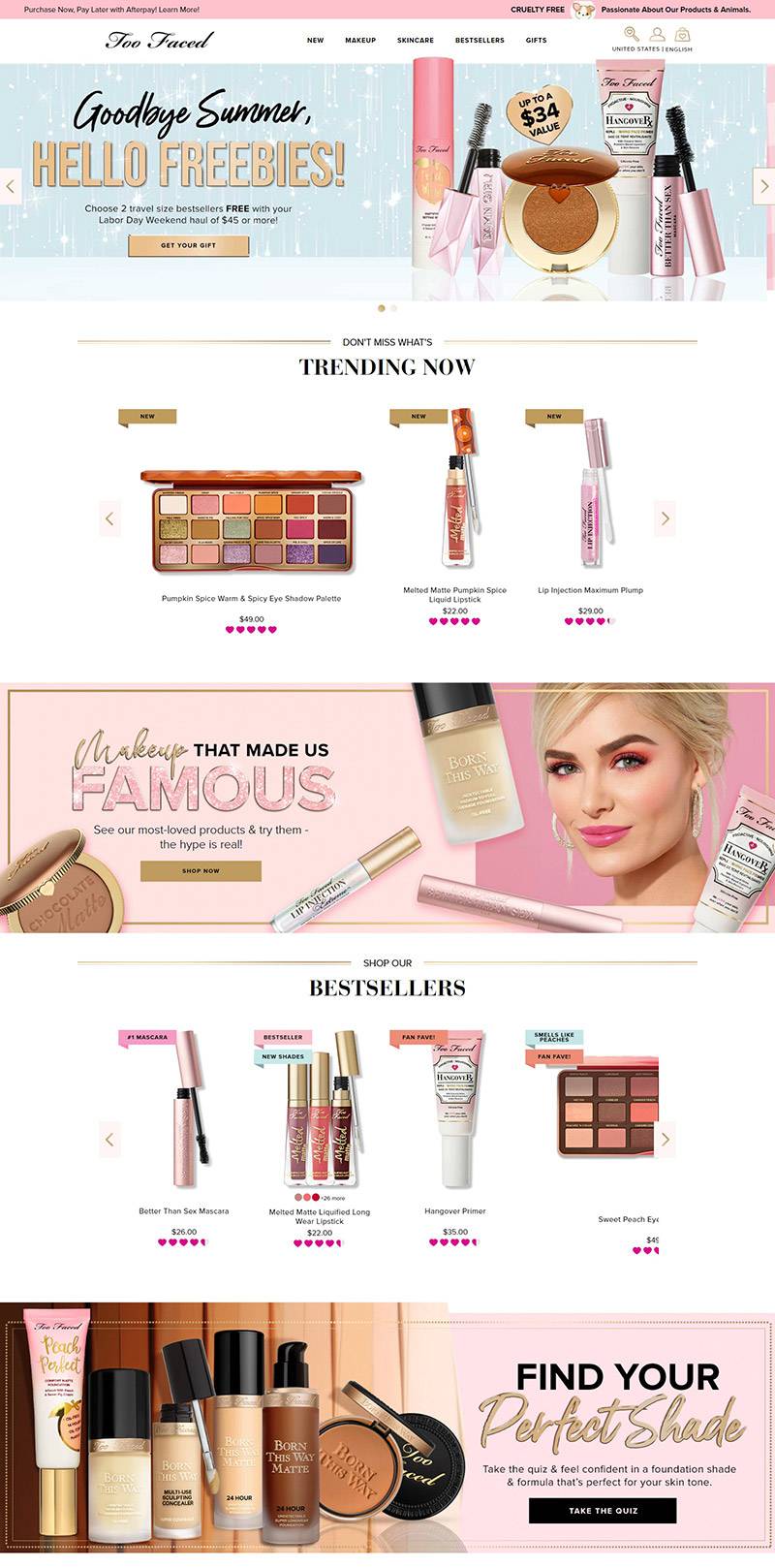 Too Faced Cosmetics 美国知名彩妆品牌购物网站