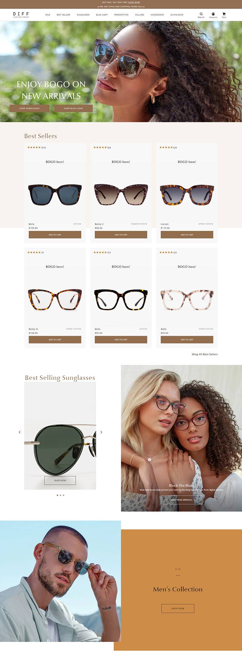 DIFF Eyewear 美国知名眼镜品牌网站