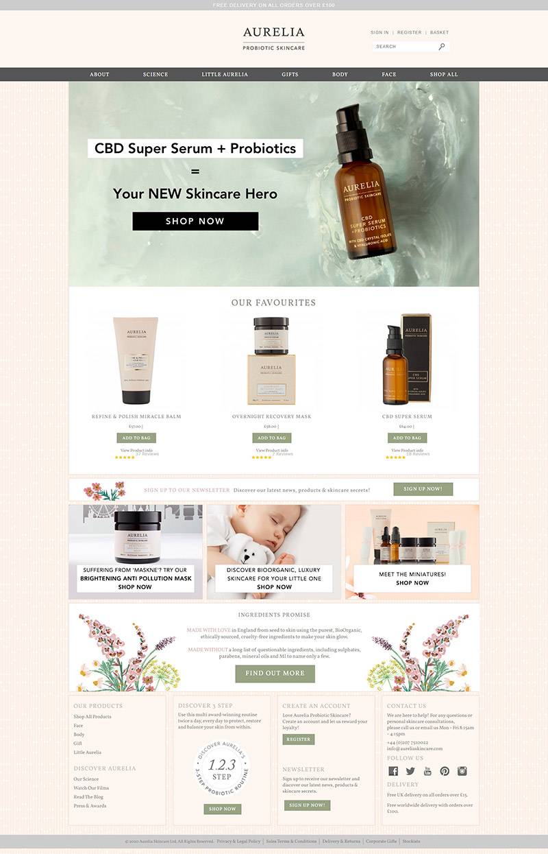 Aurelia Skincare 英国益生菌护肤品品牌网站