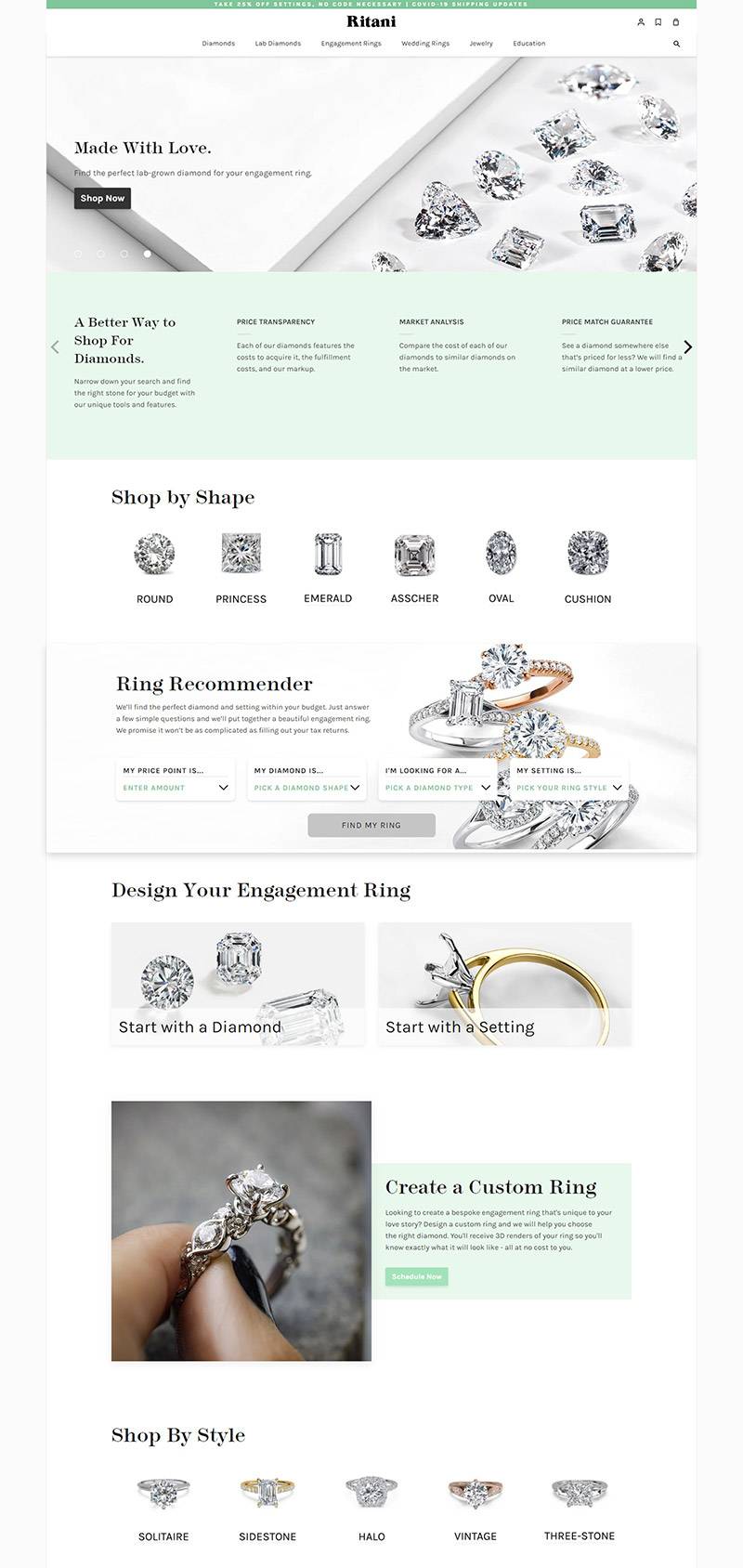Ritani 美国高端珠宝品牌网站