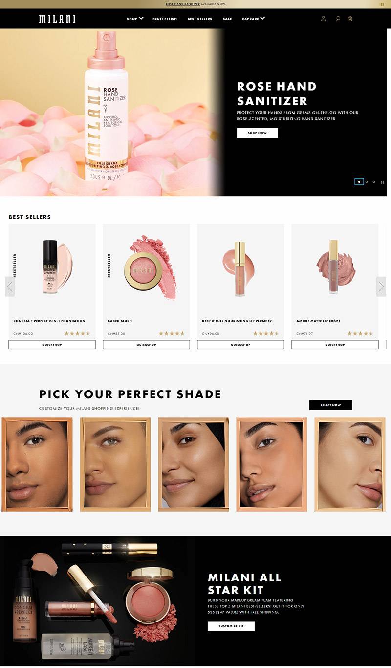 Milani Cosmetics 美国洛杉矶平价彩妆品牌网站
