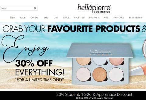 Bellapierre 美国彩妆品牌网站