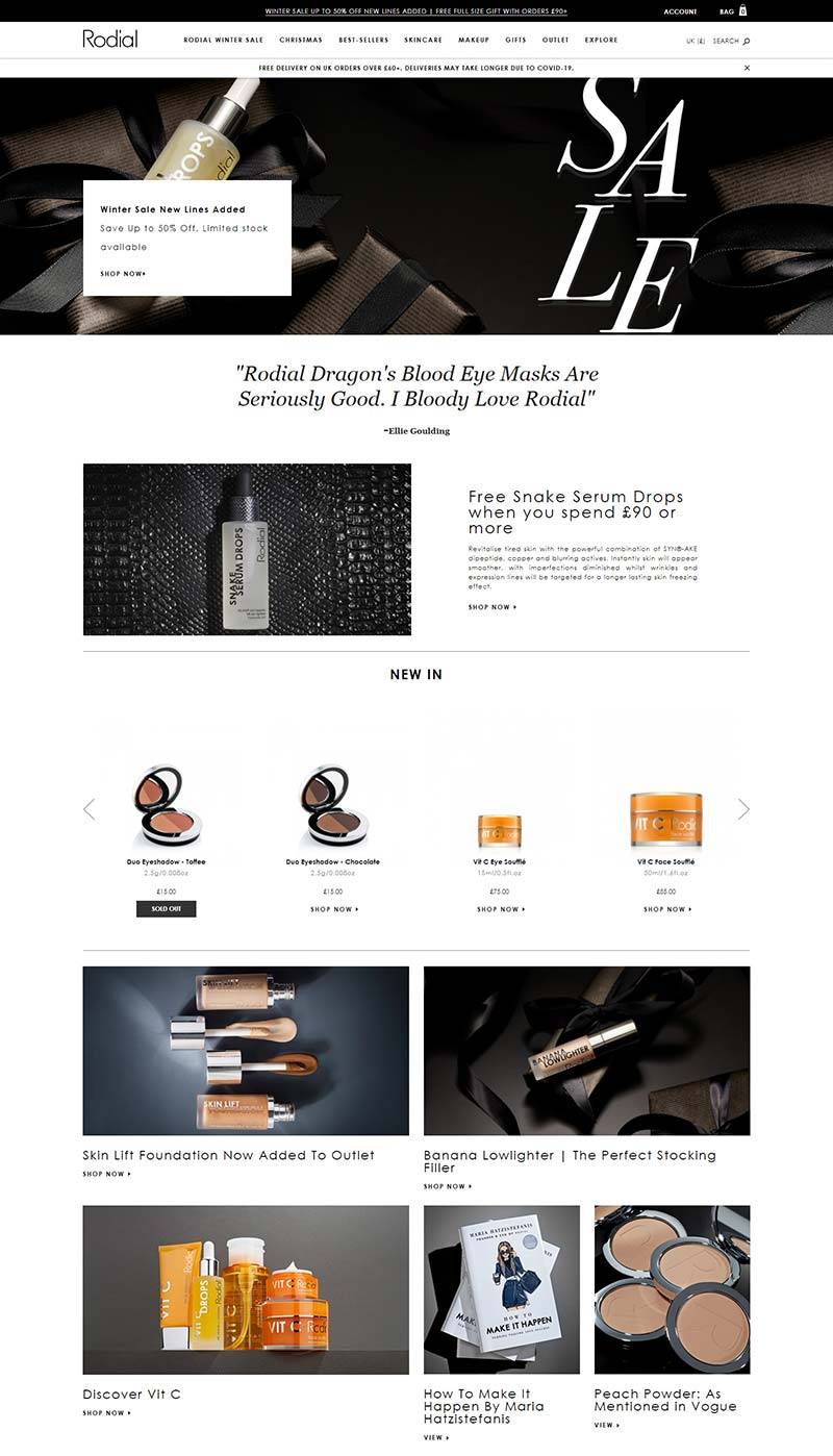 Rodial 英国天然有机护肤品品牌网站