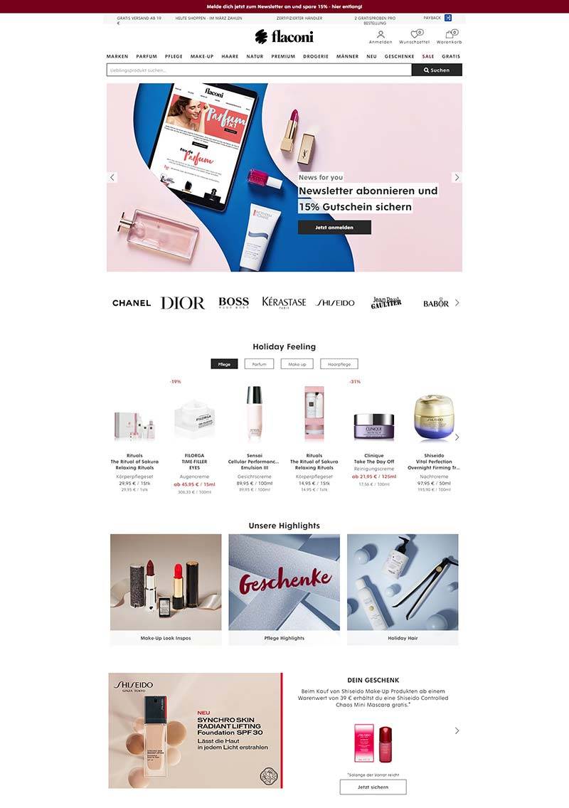 Flaconi 德国美容护肤品牌购物网站
