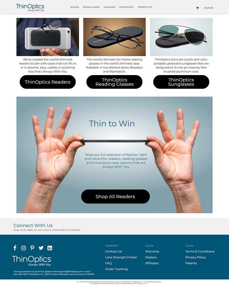 ThinOptics 美国便携式眼镜品牌网站