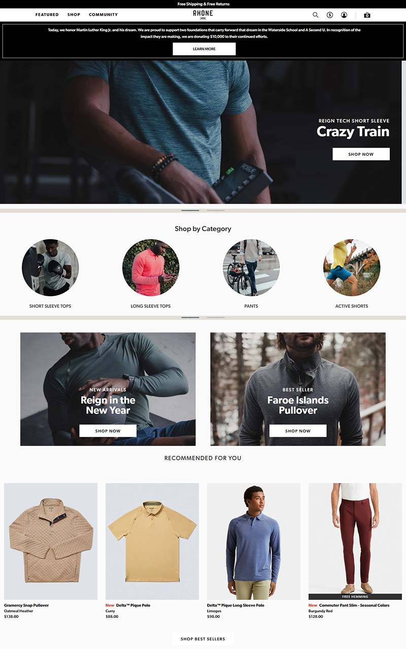 Rhone 罗纳-美国男士运动服品牌网站