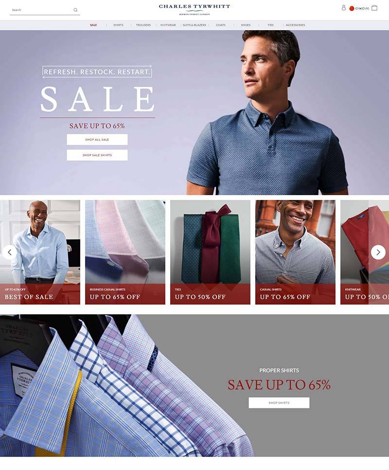 Charles Tyrwhitt 英国高端男士衬衫品牌网站