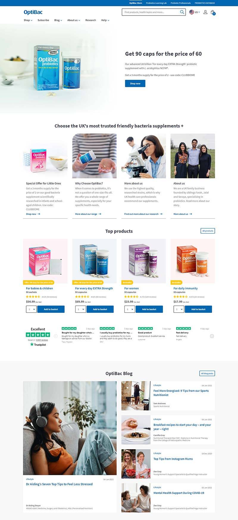 OptiBac 英国保健益生菌品牌网站