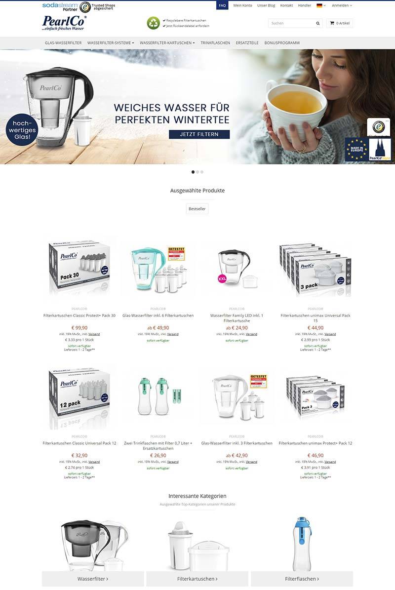 PearlCo 德国净水壶品牌购物网站