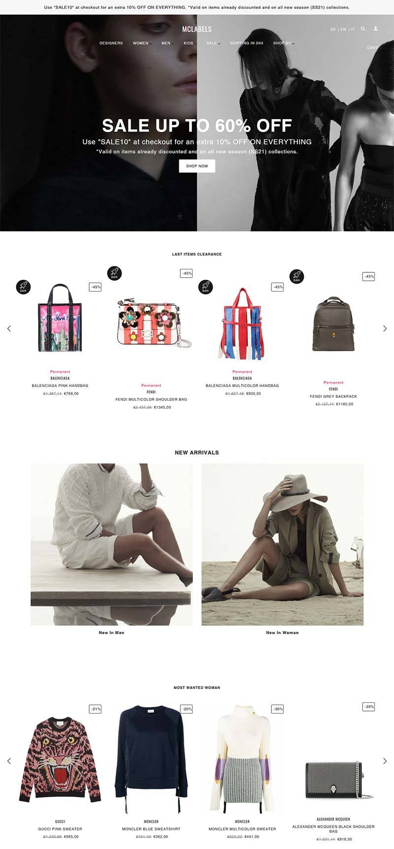 Mclabels 意大利奢侈品服饰购物网站