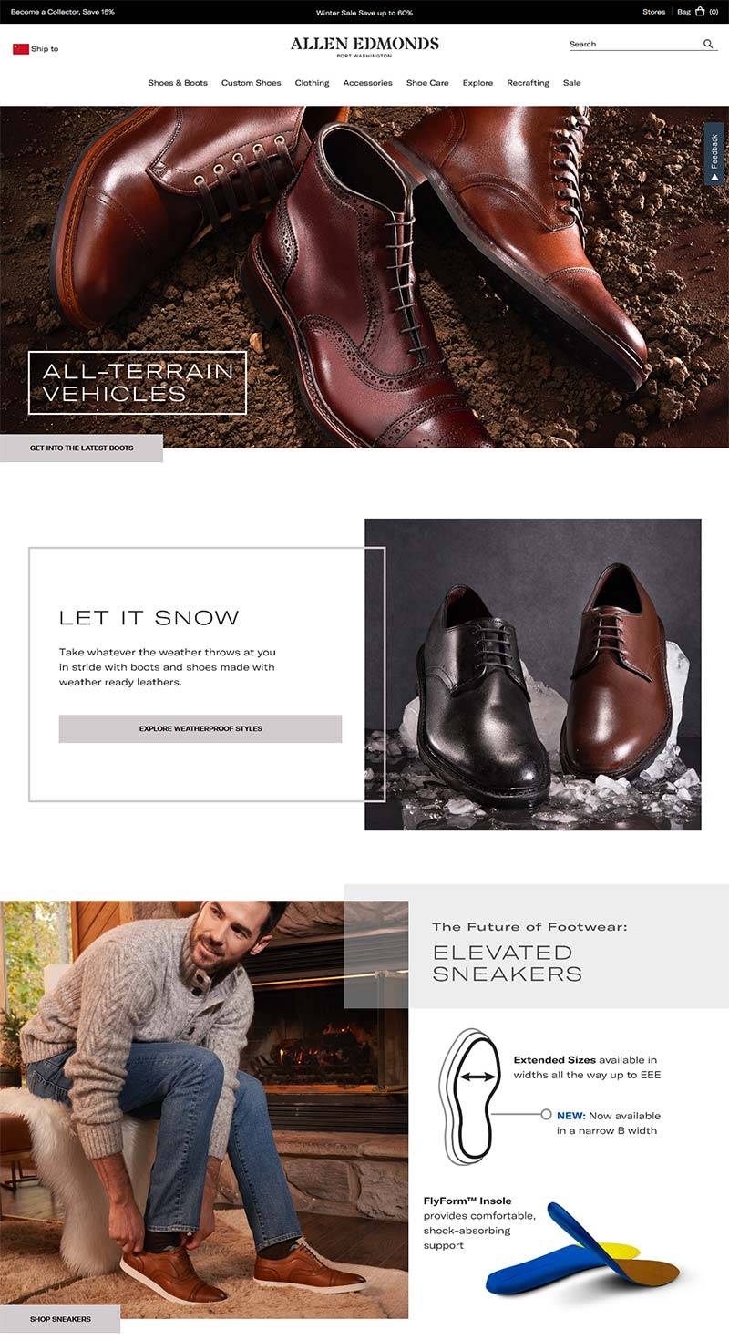 Allen Edmonds 美国品牌男鞋及配饰购物网站