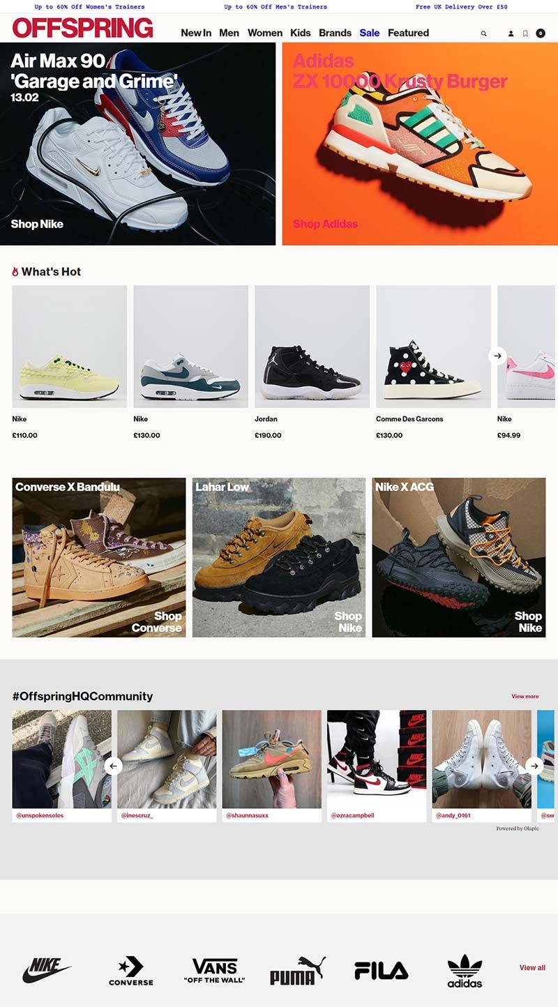 Offspring 英国时尚运动鞋品牌网站
