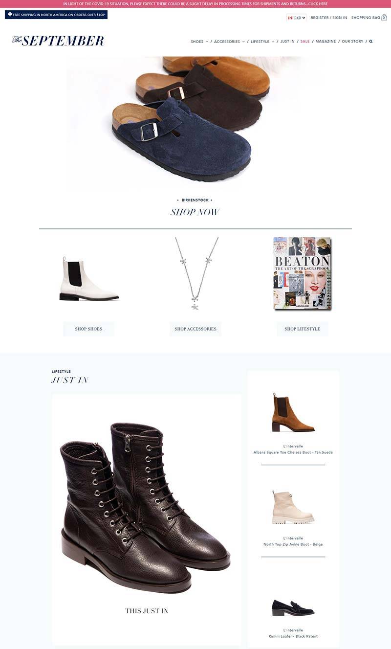 TheSeptember 加拿大设计师鞋履品牌网站