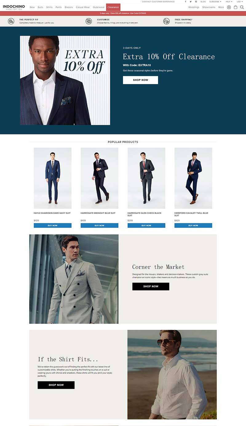 Indochino 加拿大高端男装定制品牌网站